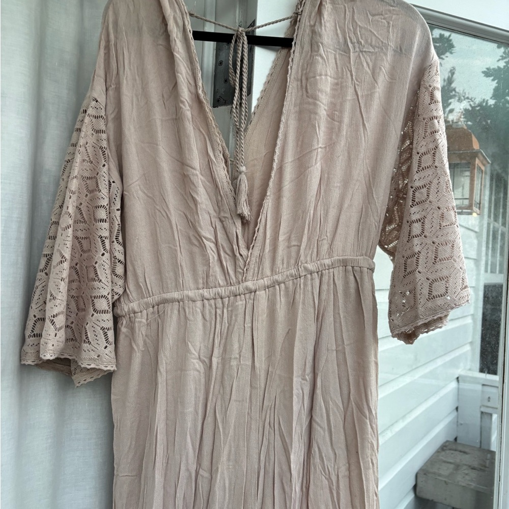 Elegant Beige Lace Jumpsuit - Picture 5 of 8